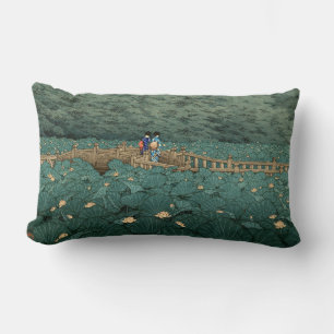 Benten Pond at Shiba Kawase Hasui Japanese Scenery Lumbar Pillow