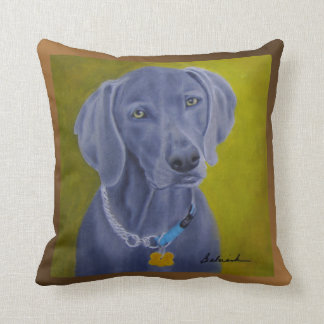 Bentley (Weimaraner) oil painting ~Camille Babusik Throw Pillow