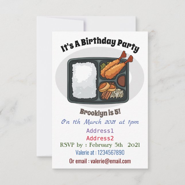 Bento cartoon illustration invitation (Front)