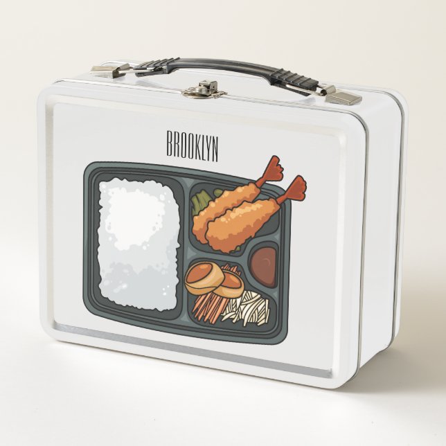 Bento cartoon illustration  metal lunch box (Front)