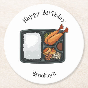Bento cartoon illustration  round paper coaster