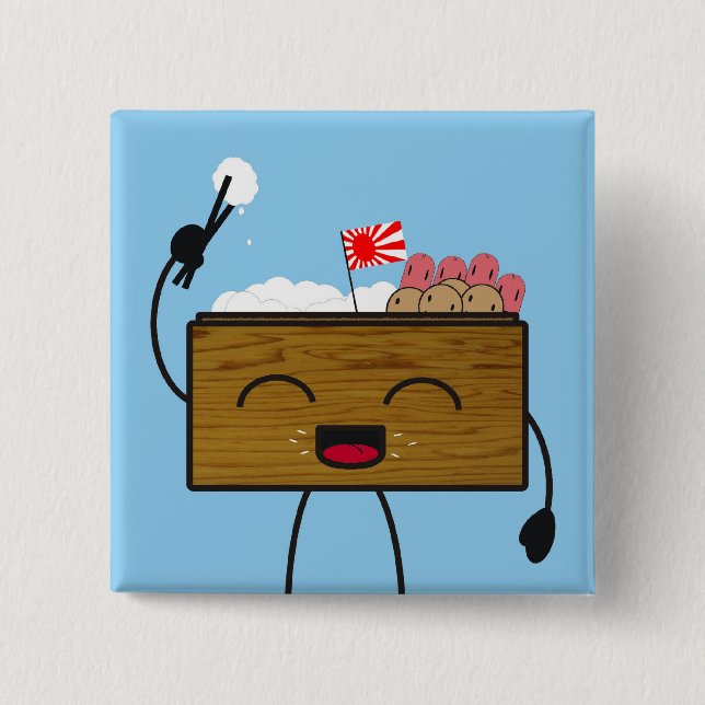 Bento-kun 2 Inch Square Button (Front)