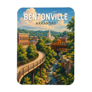 Bentonville Arkansas Illustration Travel Art Magnet