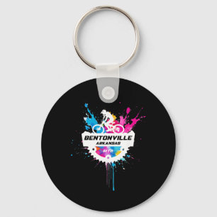 Bentonville Arkansas Mountain Biking Colorful Pain Keychain