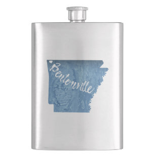 Bentonville Arkansas Wood Grain Hip Flask