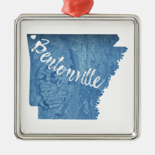 Bentonville Arkansas Wood Grain Metal Ornament