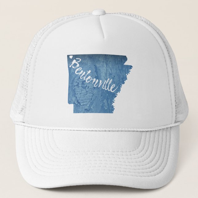Bentonville Arkansas Wood Grain Trucker Hat (Front)