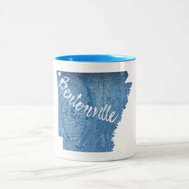 Bentonville Arkansas Wood Grain Two-Tone Coffee Mug (Center)