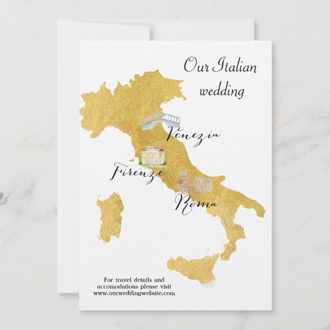 Benvenuti Italia Carte de mariage de destination (Devant)