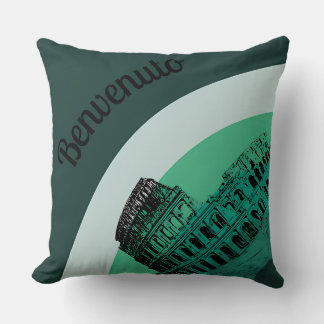 Benvenuto Rome Colosseum Retro Art Throw Pillow