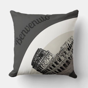 Benvenuto Rome Colosseum Retro Art Throw Pillow