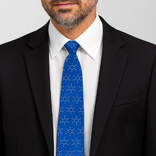 Benzene Molecule Pattern Blue Tie