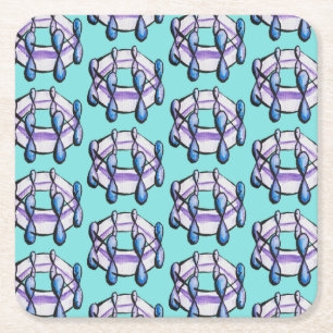 Benzene Molecule Pattern Organic Chemistry Art Square Paper Coaster