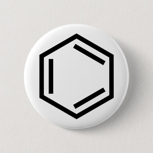 BENZENE RING SYMBOL 2 INCH ROUND BUTTON (Front)