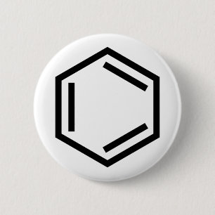 BENZENE RING SYMBOL 2 INCH ROUND BUTTON