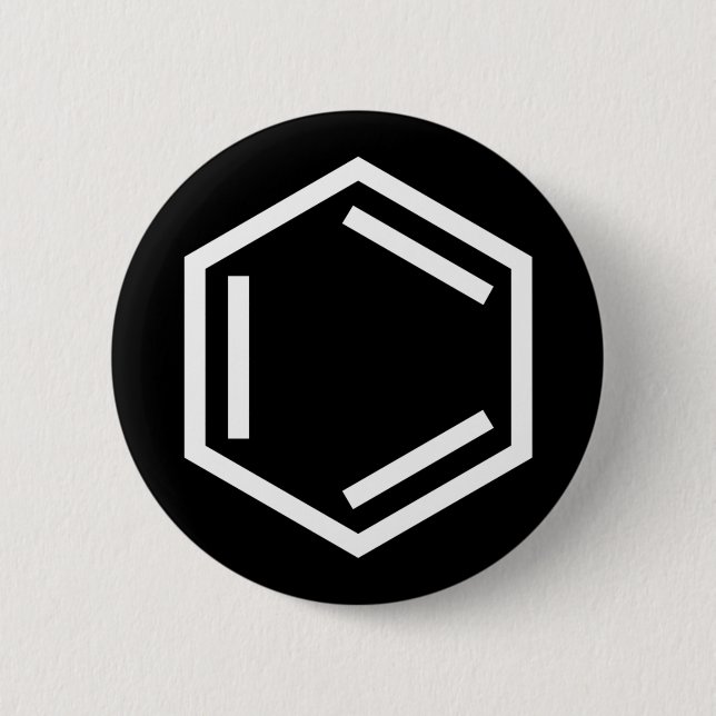 BENZENE RING SYMBOL 2 INCH ROUND BUTTON (Front)