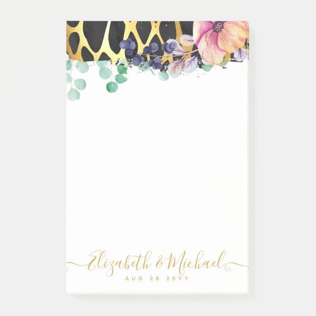 BEORGANIZED Our Love Story Leopard Print Gold Post-it Notes (Front)