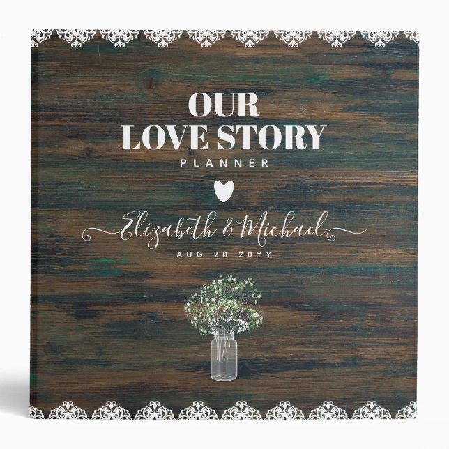 BEORGANIZED WEDDING PLANNER Gypsophila Rustic Lace Binder (Front)