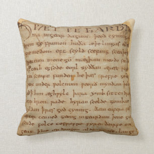 Beowulf Manuscript Throw Pillow