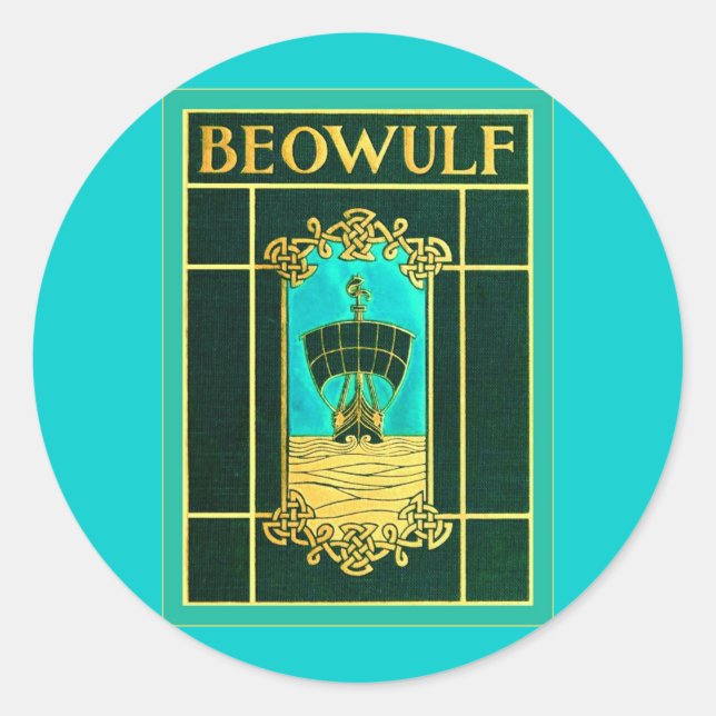 Beowulf ~ Vintage Book Cover Classic Round Sticker (Front)