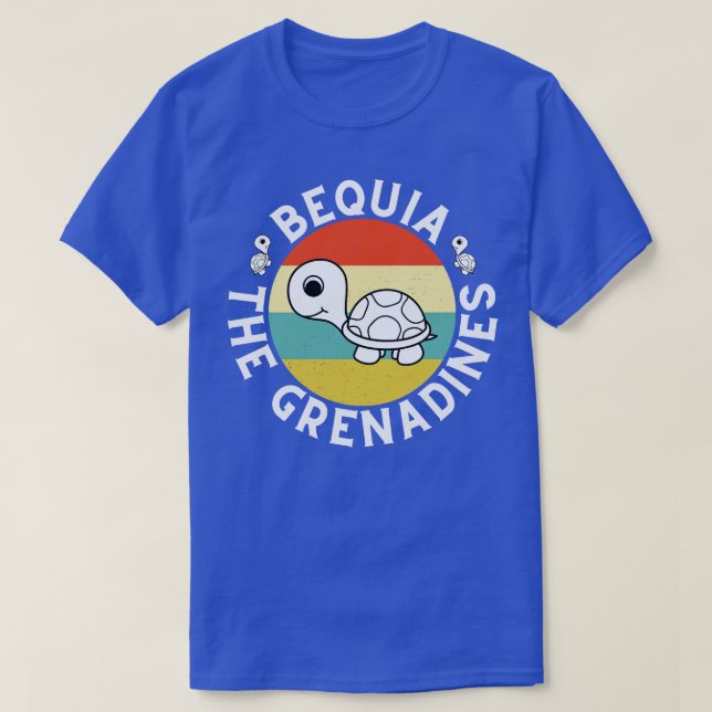 Bequia The Grenadines Retro Sunset with Turtle 11 T-Shirt (Design Front)