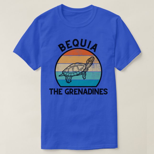 Bequia The Grenadines Retro Sunset with Turtle 32 T-Shirt (Design Front)