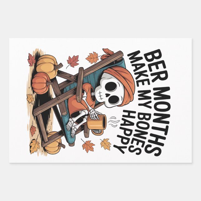 Ber Months Make My Bones Happy Christmas  Wrapping Paper Sheet (Front)