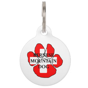 ber mt dog name paw switzerland flag pet tag