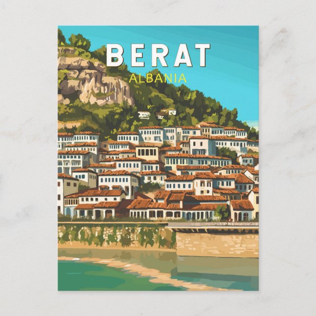 Berat Albania Travel Art Vintage Postcard (Front)