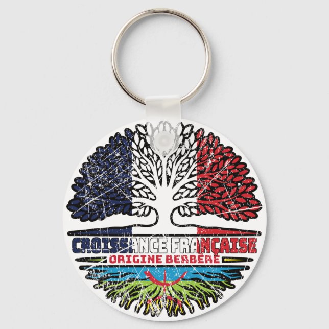 Berber Amazigh French France Tree Roots Flag Keychain (Front)