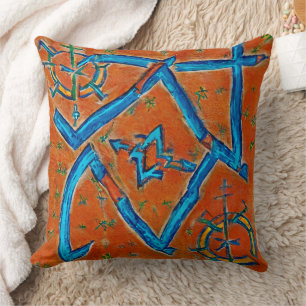 Berber Amazigh motifs, abstract signs and symbols Throw Pillow