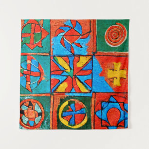 Berber Amazigh motifs, signs and symbols abstract Tapestry