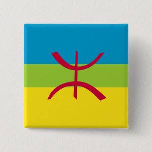 Berber Kabyle Berbers Amazigh Flag ⴰⴾⴻⵏⵢ 2 Inch Square Button