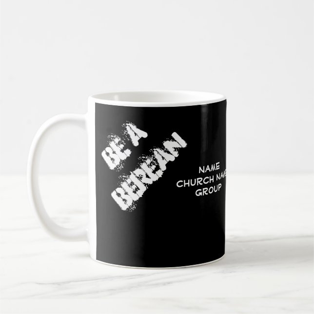 Berean Apologetics Bible Verse Personalized Black Coffee Mug (Left)