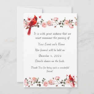 Bereavement Funeral Notification of Passing Card