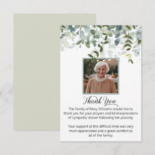 Bereavement Photo Greenery Funeral Thank You Card