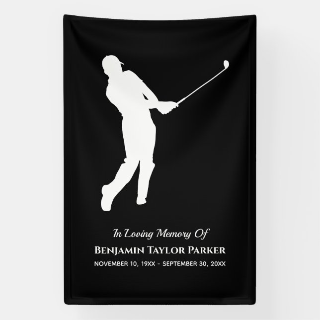 Bereavement Sympathy Funeral Memorial Golf Player Banner (Vertical)