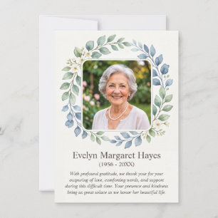 Bereavement Thank You Card Photo Floral Wreath