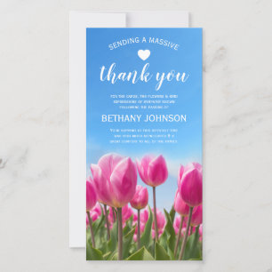 Bereavement Thank You Pink Tulips Funeral Card
