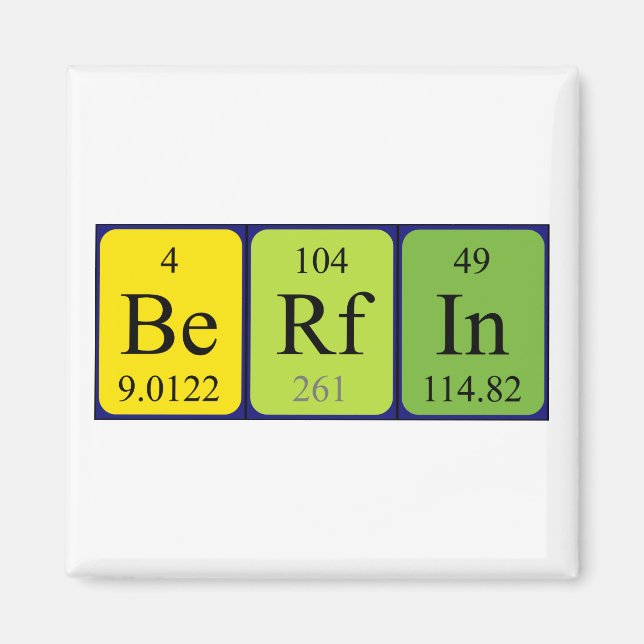Berfin periodic table name magnet (Front)