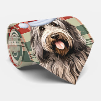 Bergamasco Dog Holiday Plaid Christmas Tie