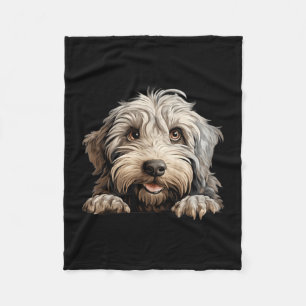 Bergamasco Dog Mom Dad Peeking Puppy Fleece Blanket