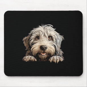 Bergamasco Dog Mom Dad Peeking Puppy Mouse Pad