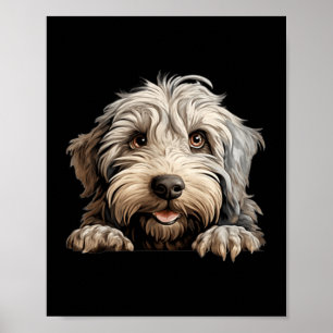 Bergamasco Dog Mom Dad Peeking Puppy Poster