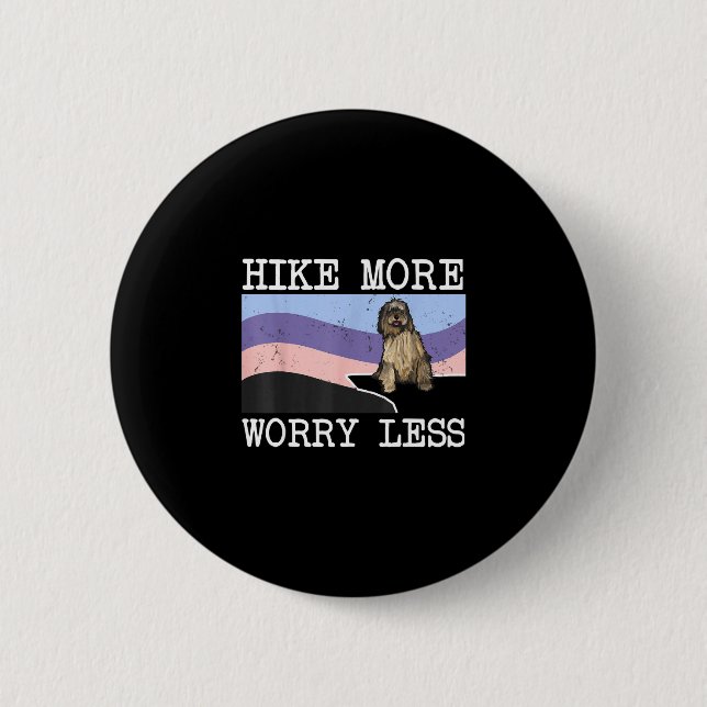 Bergamasco sheepdog hike more worry less graphic 2 inch round button (Front)