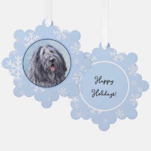 Bergamasco Sheepdog Painting - Cute Original Dog A Ornament Card
