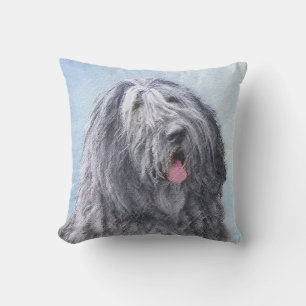Bergamasco Sheepdog Painting - Cute Original Dog A Outdoor Pillow