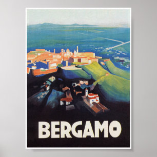 Bergamo Italy Vintage Travel Poster