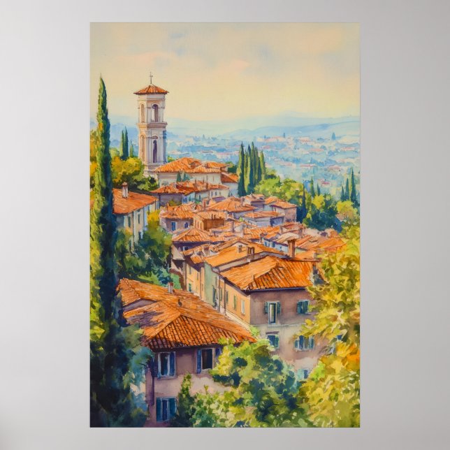Bergamo Watercolor 1 Poster (Front)