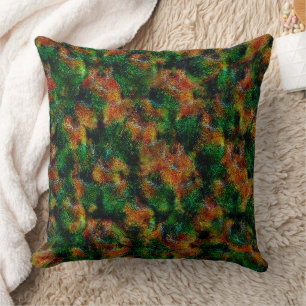 Bergamot skin texture in strong orange and green   throw pillow